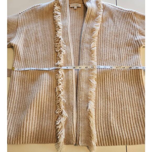 Intermix Charlie Cream Wool Cashmere Blend Fringed Ribbed Cardigan size Small - Picture 7 of 8